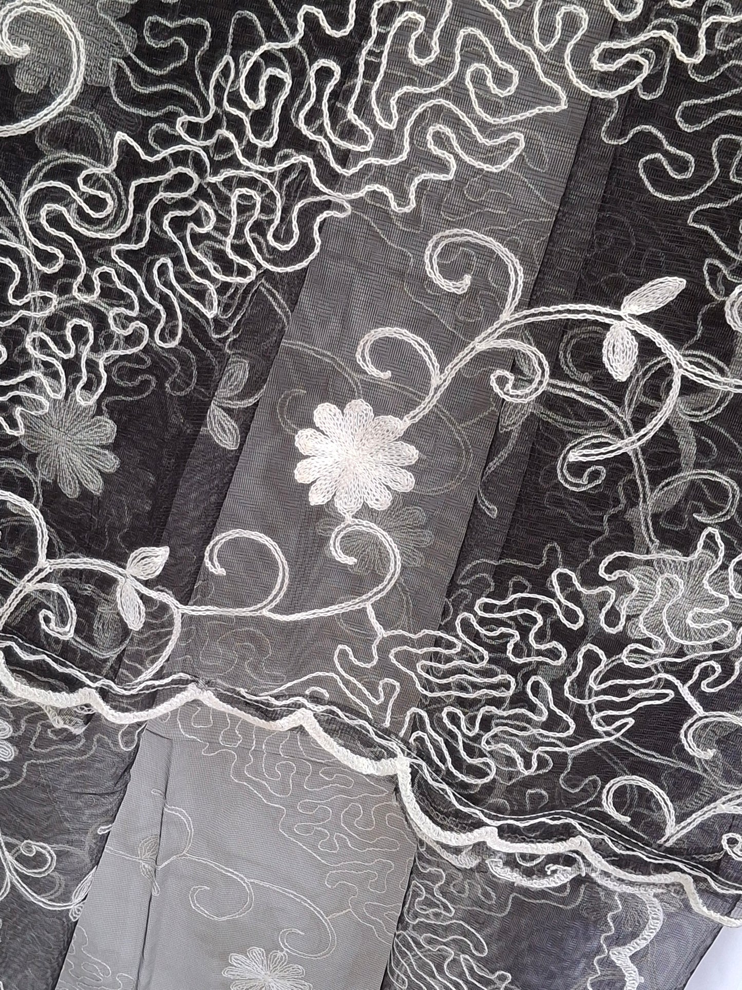 Lightweight Plain Net and Embroidered Dupatta(2.30 meters length)