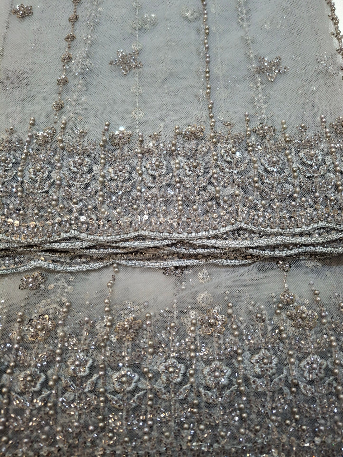 Cut Dana,Net Dupatta Heavy Embroidered Sequins (2.3 meters)