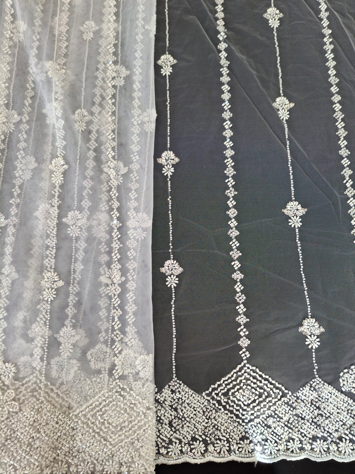 Cut Dana Heavy Diamond Embroidered Net(sold by the meters)