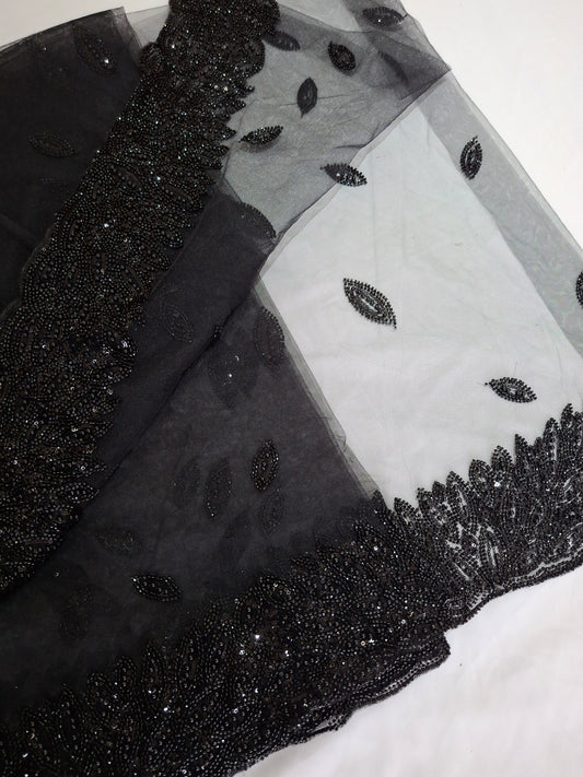 Cut Dana,Net Dupatta Heavy Embroidered Sequins (2.3 meters)