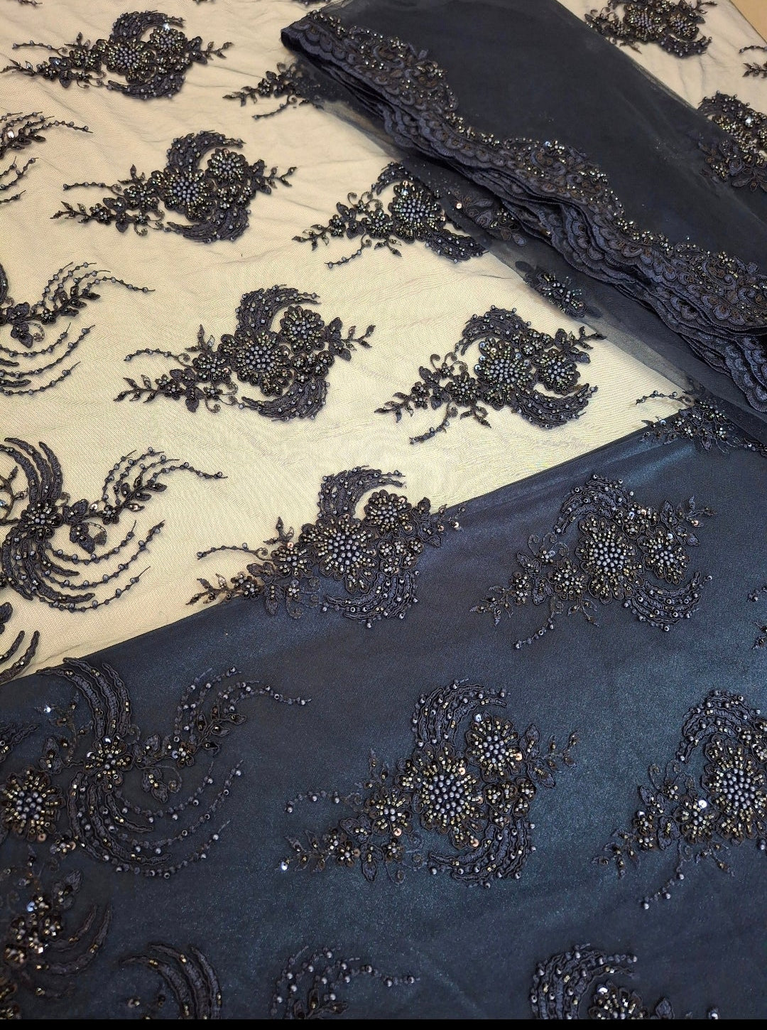 Luxurious Embroidered Navy Blue Net(Full suit set 4 piece)