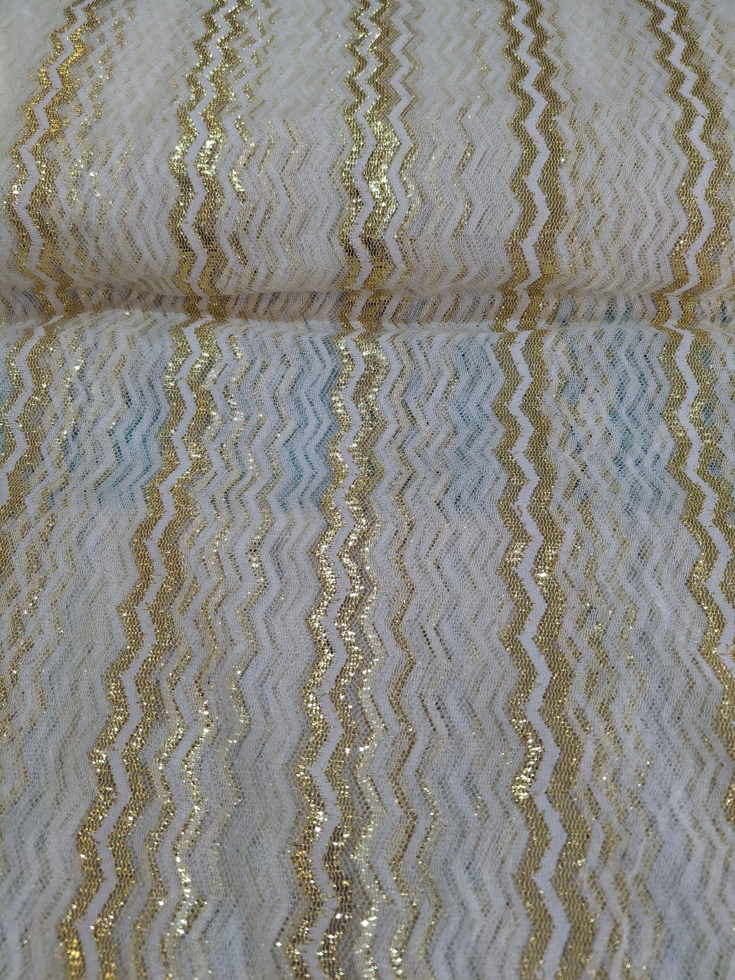 Women’s Designer Net Dupatta with Golden Zigzag Pattern (3 Colours