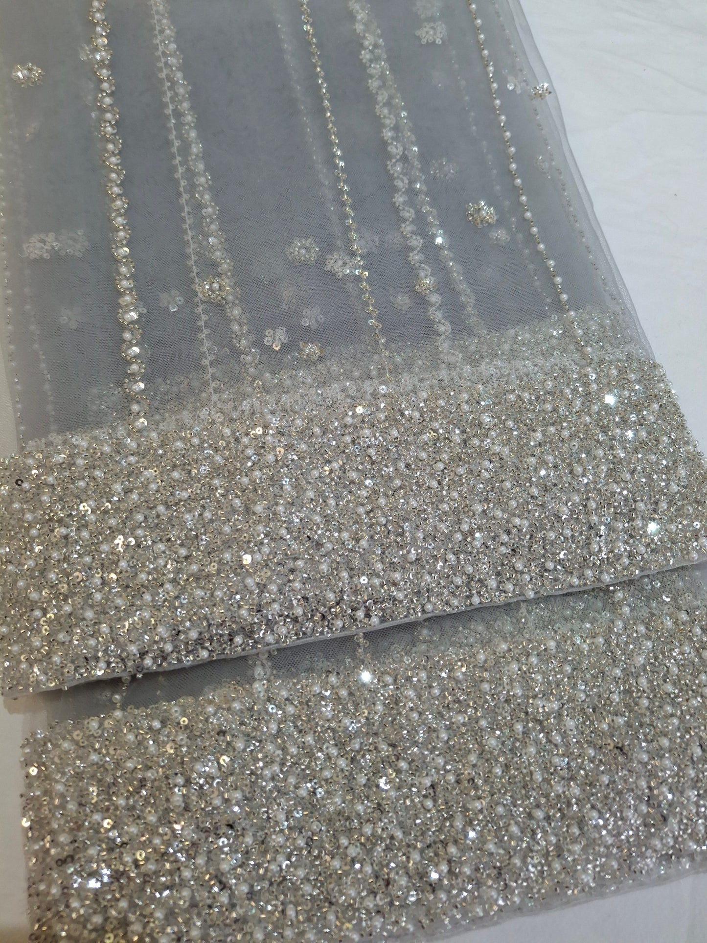 Cut Dana,Net Dupatta Heavy Embroidered Sequins (2.3 meters)