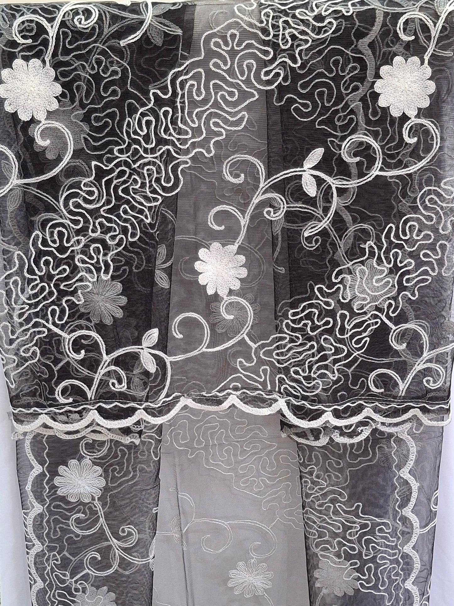 Lightweight Plain Net and Embroidered Dupatta(2.30 meters length)