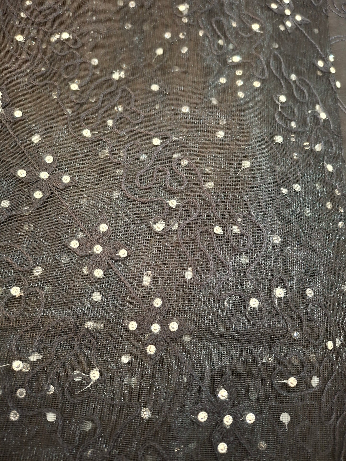 Lightweight Plain Net and Embroidered Dupatta(2.30 meters length)