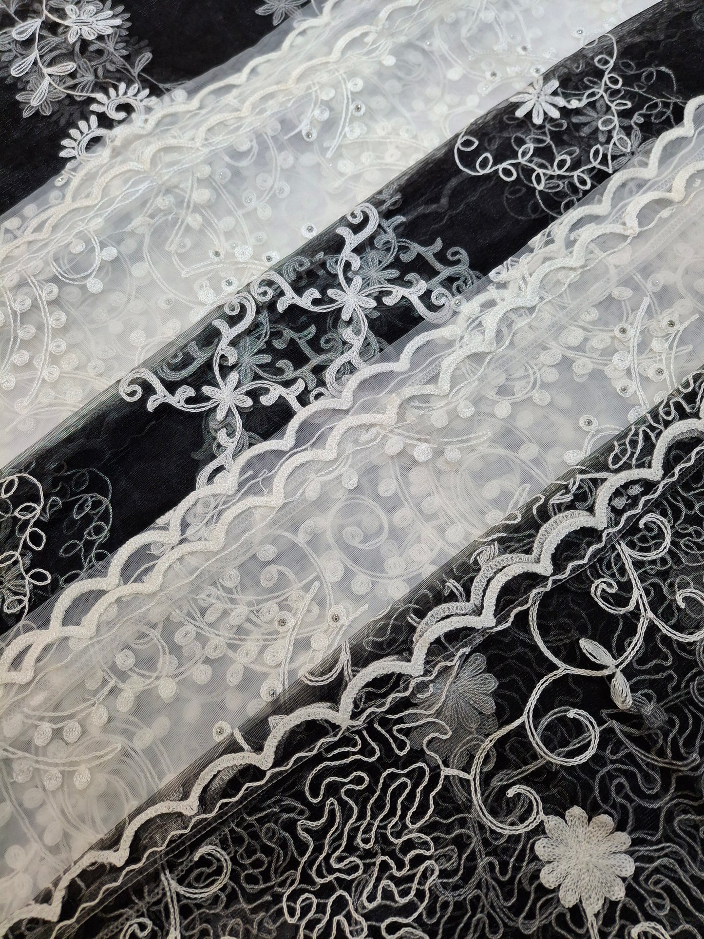 Lightweight Plain Net and Embroidered Dupatta(2.30 meters length)