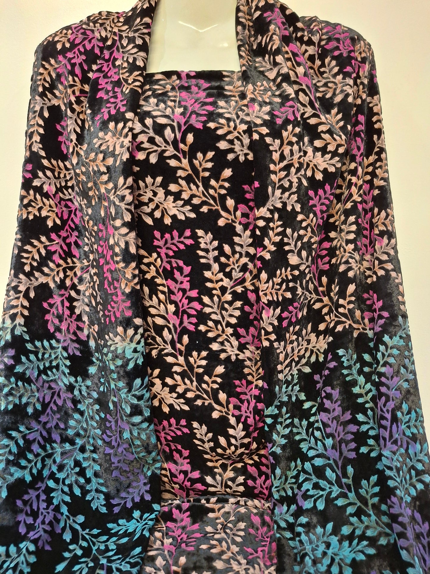 100%Silk Burnout Velvet,Palachi Unstitched Suit With Palachi Shawl Top Quality,4 Piece Suit Set