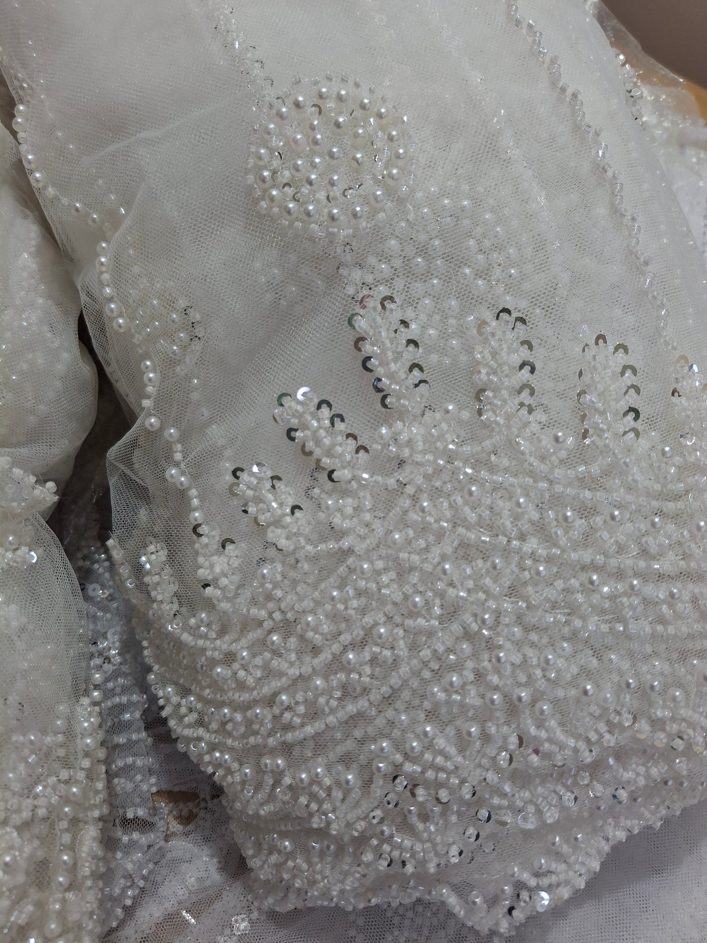 Cut Dana,Net Dupatta Heavy Embroidered Sequins (2.3 meters)