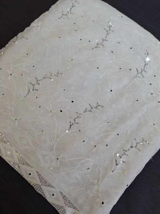 Chiffon Sequins Embroidered Dupatta(2.30 meters length,45"width)
