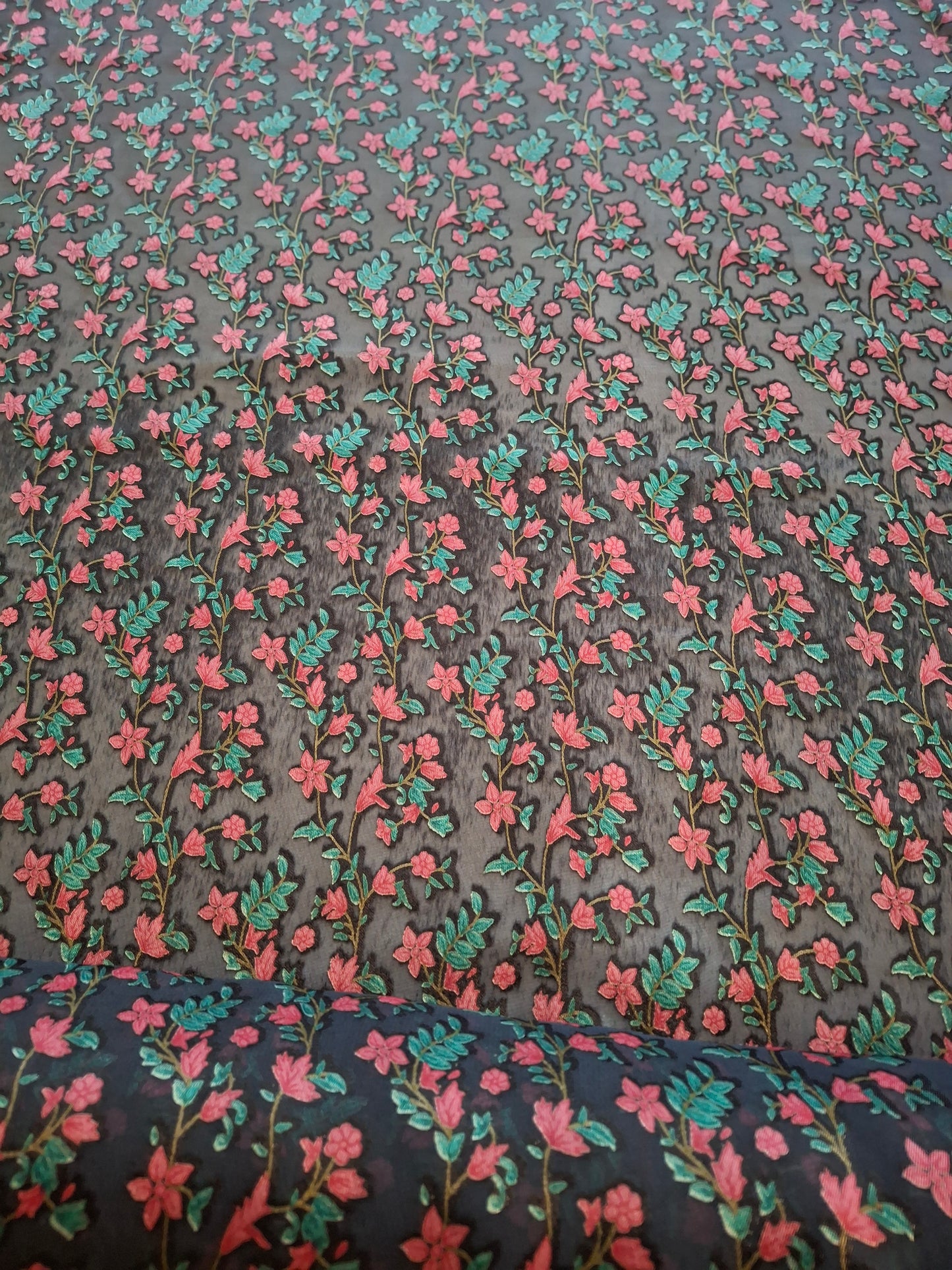 Baroshia Jacquard Pinky Flower Printed Fabrics Top Quality(sold by the meters)