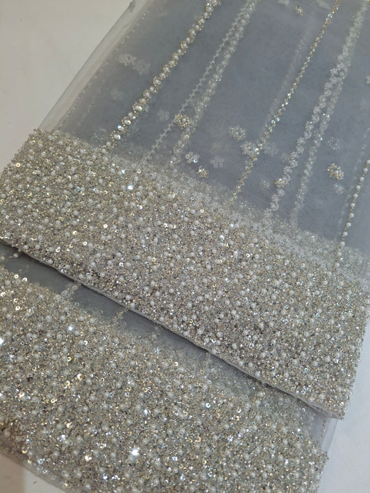 Cut Dana,Net Dupatta Heavy Embroidered Sequins (2.3 meters)