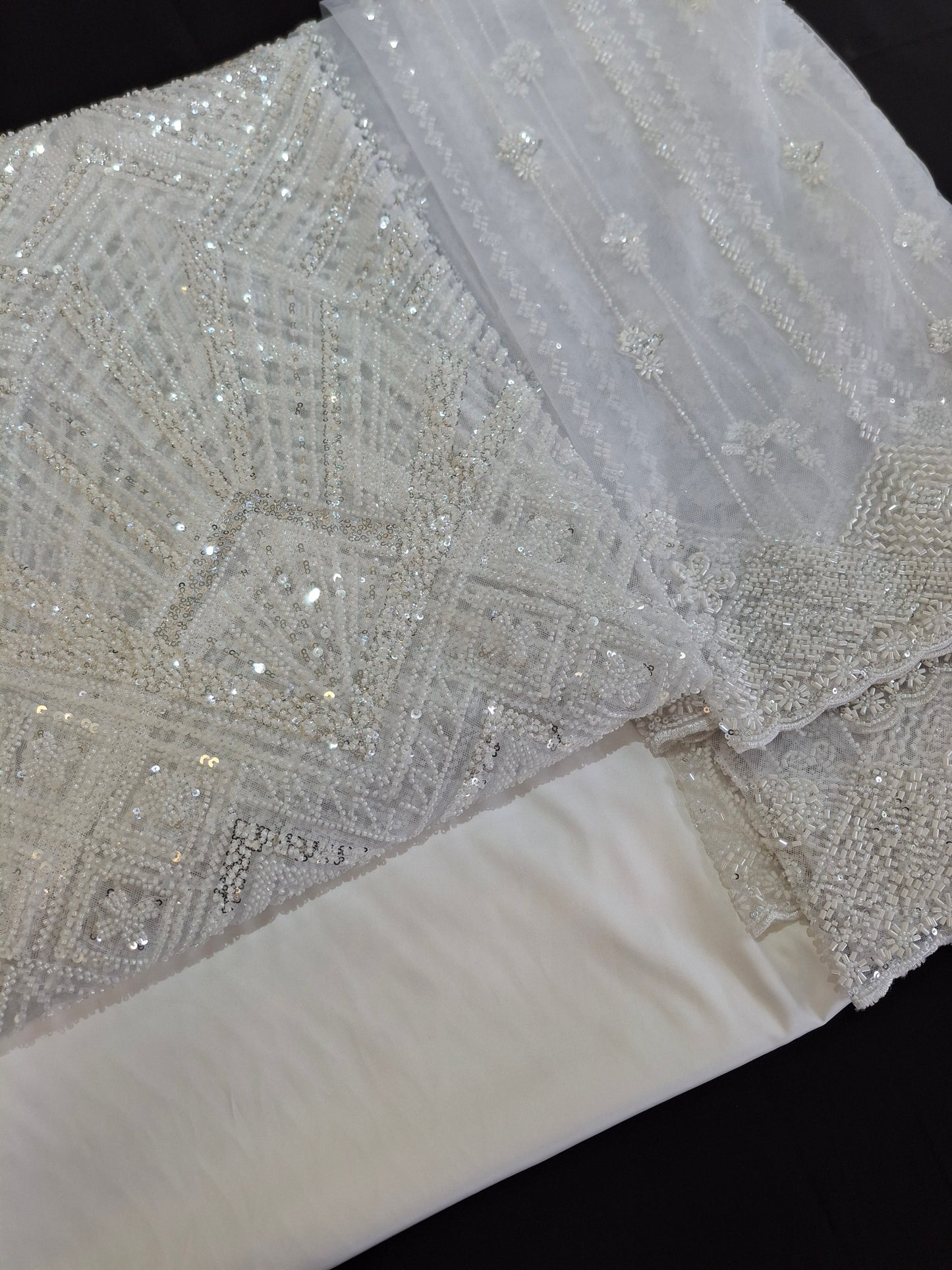 Cut Dana,Sequins,Heavy Embroidered Luxurious Net Fabric(4 piece suit set)