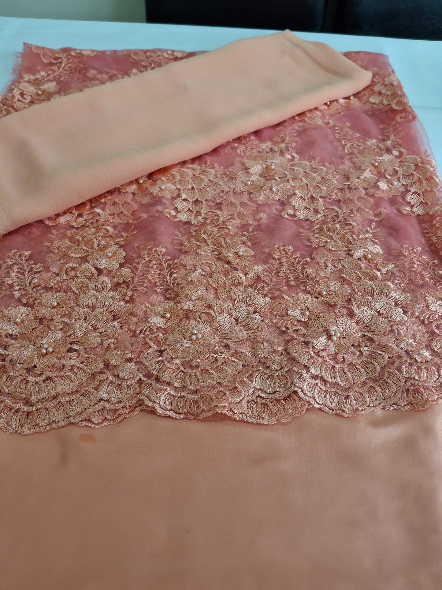 Luxurious Embroidered Net Fabric, 4 piece suit set