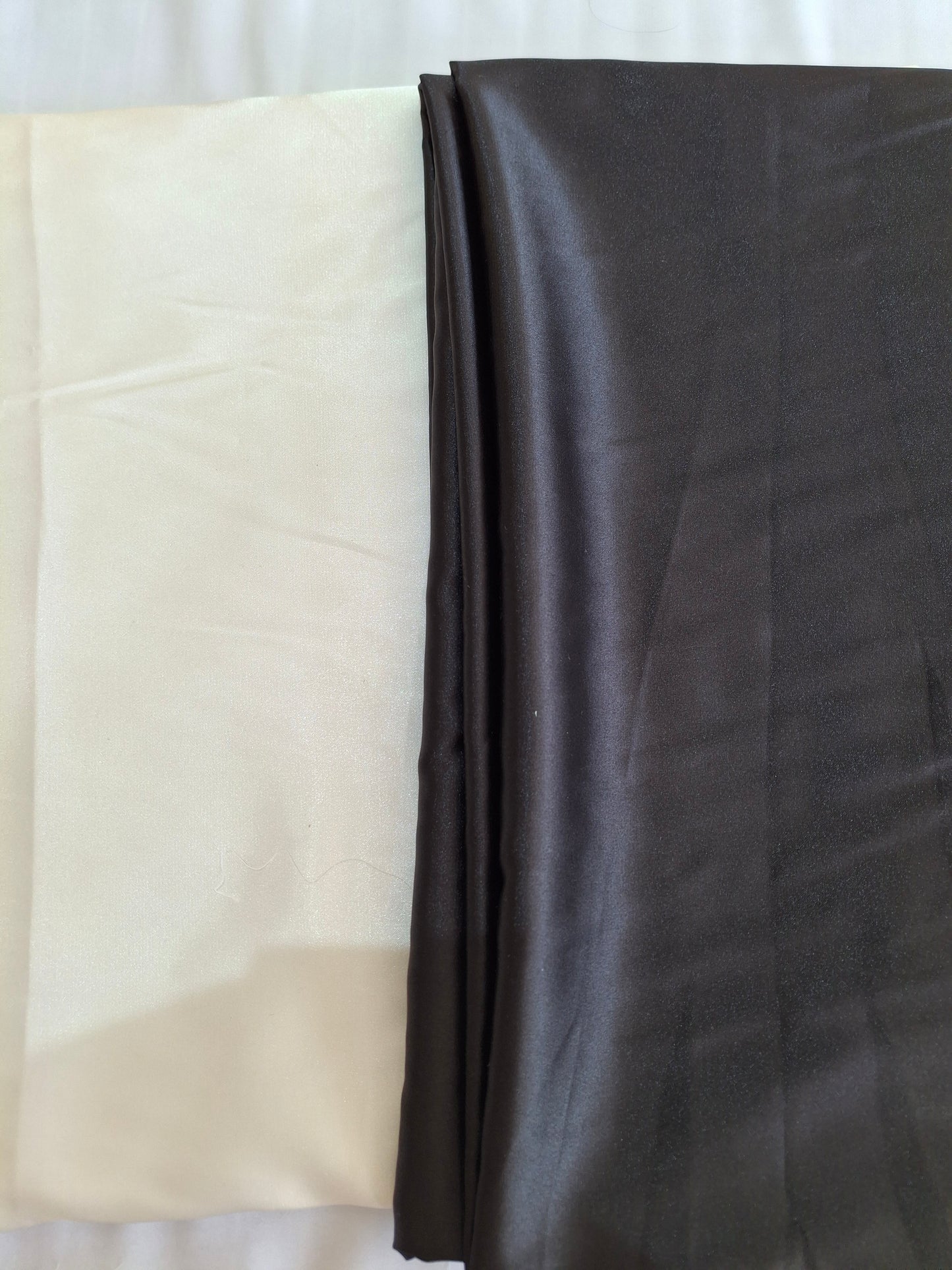 Top Quality Korean Shamoz silk in off-white,black(sold by the meters)