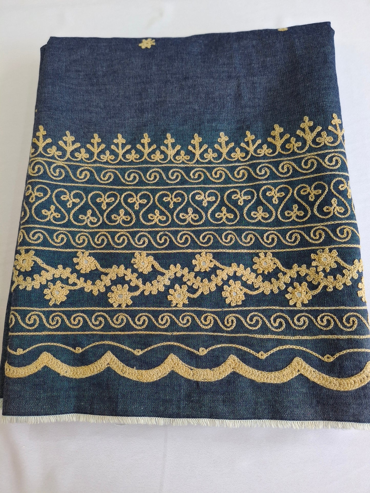 Embroidered Denim Cotton jeans fabrics Top Quality(2 meters,70"width)