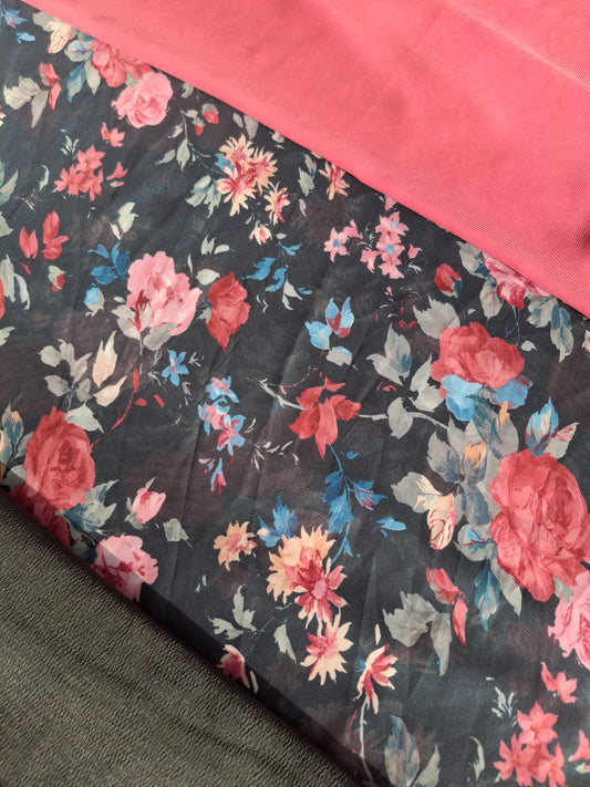 Chiffon fabrics 4 piece suit set(8.30 meters fabrics)