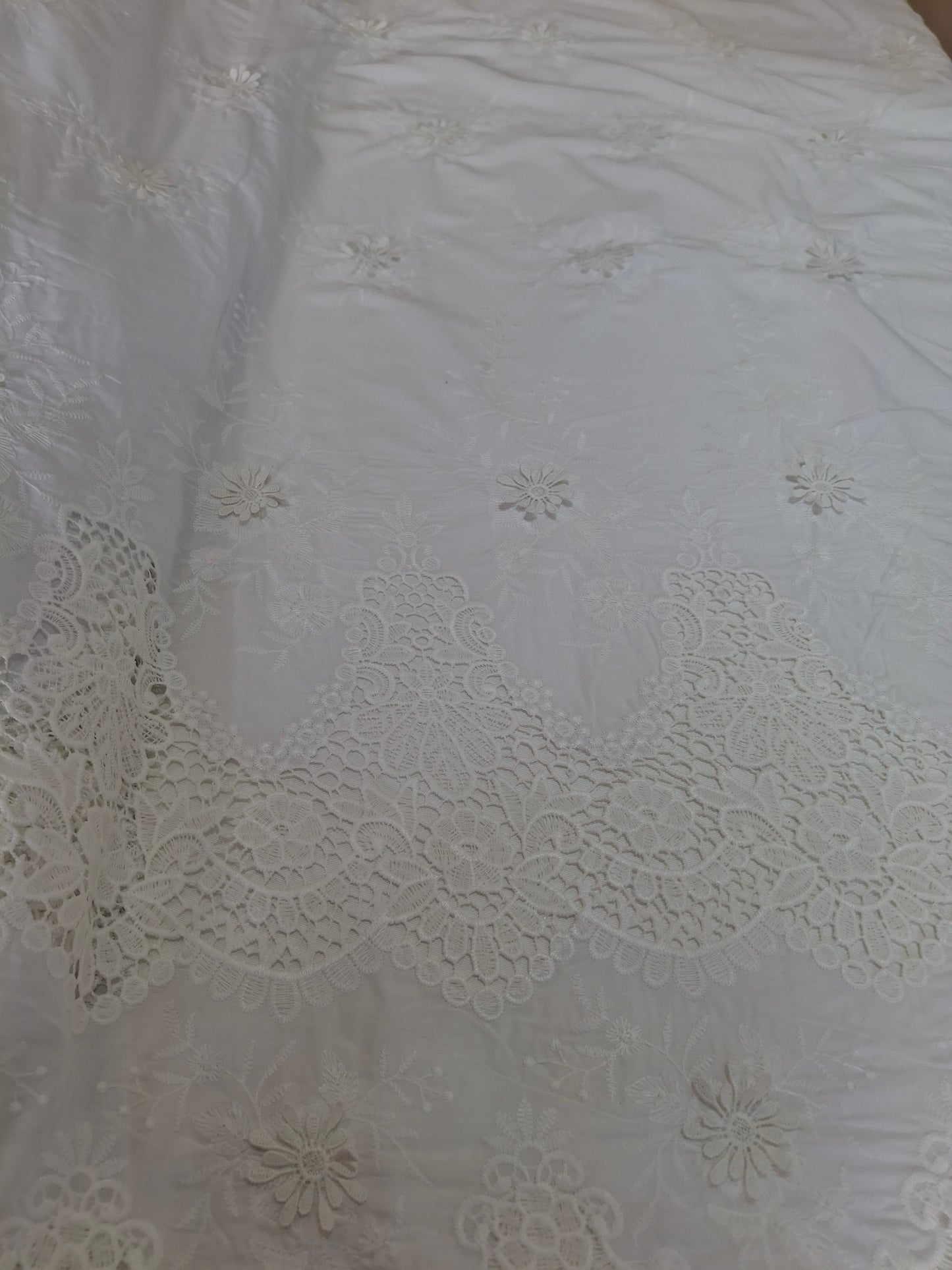 Whispering Blooms White Embroidered Cotton(2 meters)