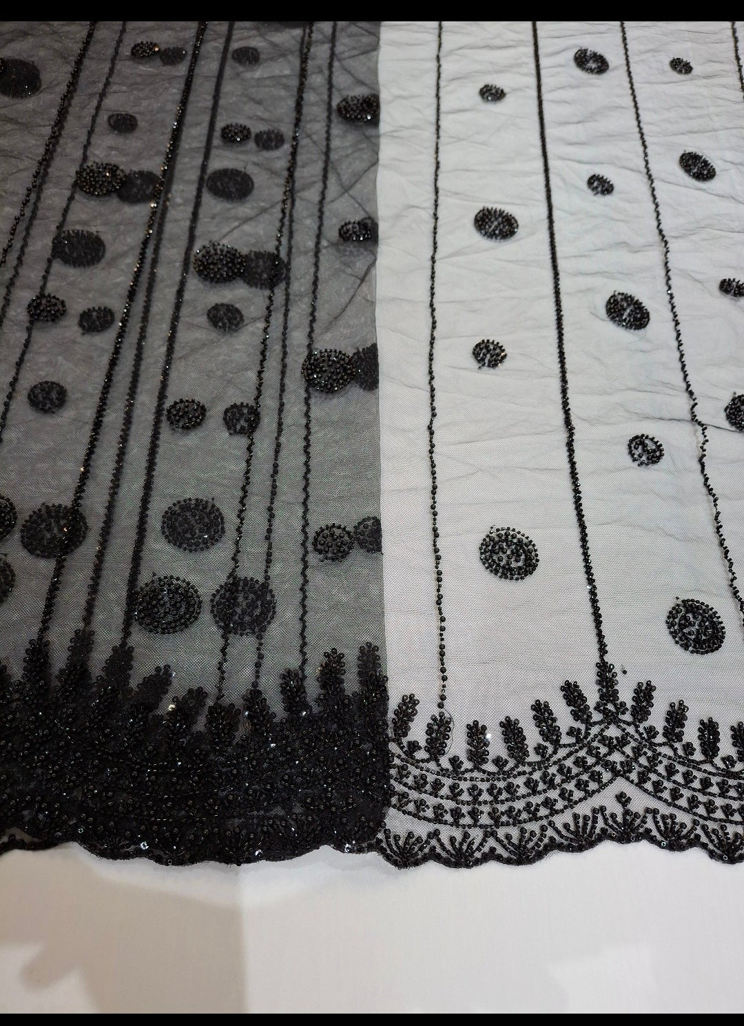 Cut Dana Heavy Diamond Embroidered Net(sold by the meters)