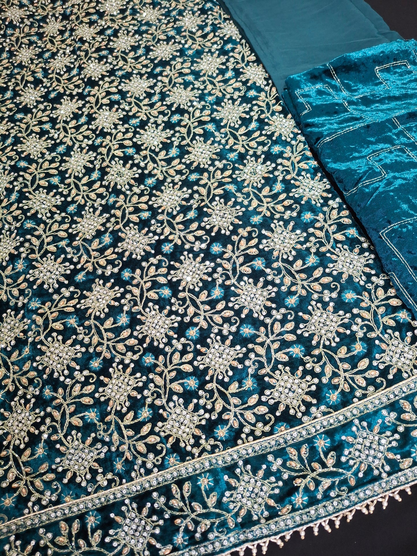 Fancy Velvet Embroidered 3 Piece Suit Set