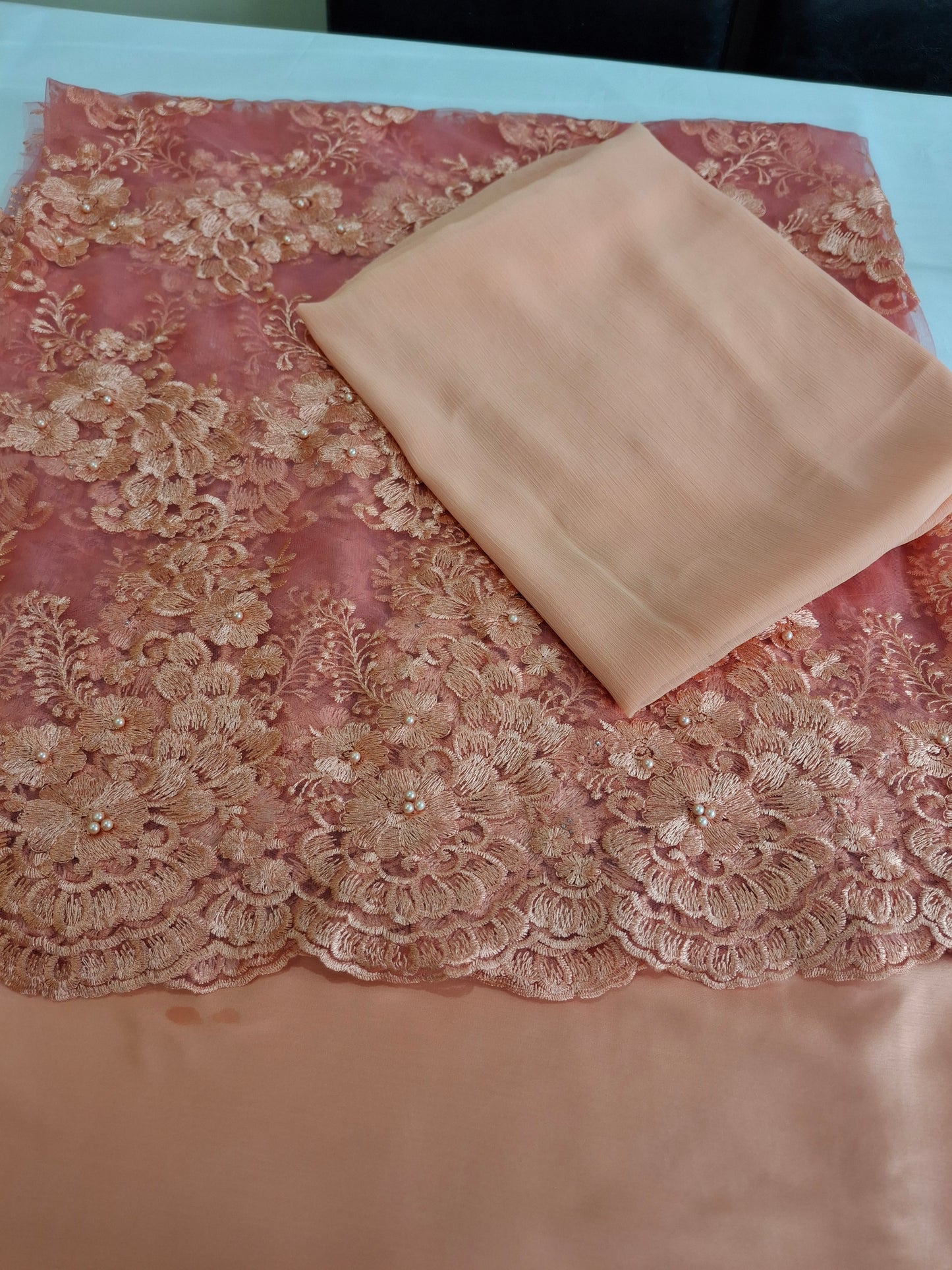 Luxurious Embroidered Net Fabric, 4 piece suit set