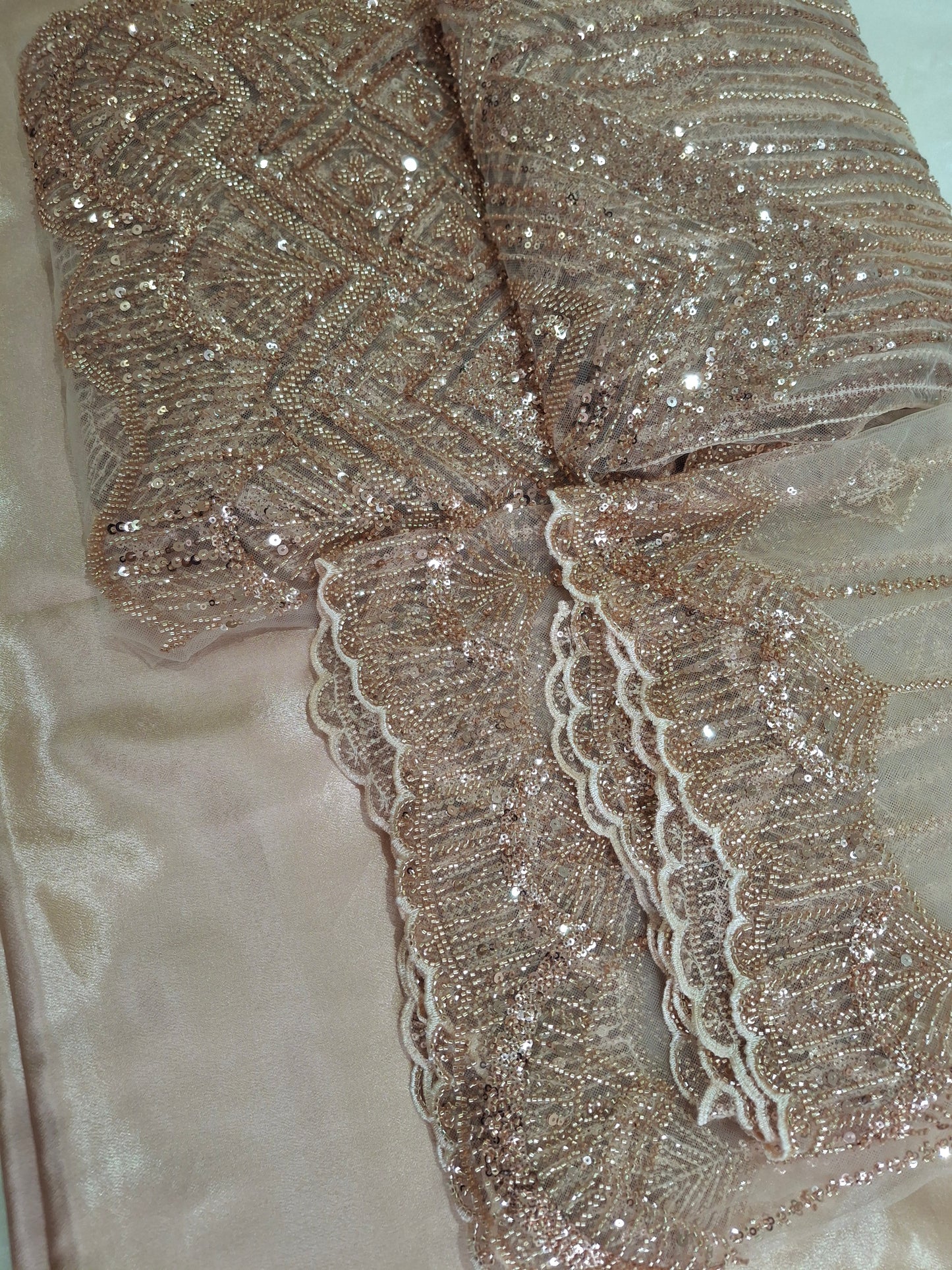 Cut Dana Luxury Heavy Embroidered Gold Net Unstitched 4 piece Full Suit