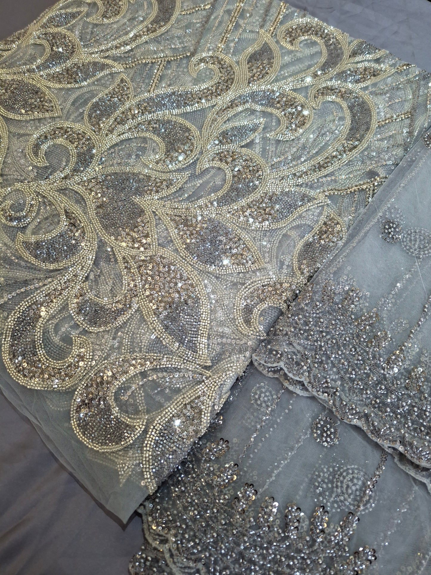 Cut Dana,Sequins,Heavy Embroidered Luxurious Net Fabric(4 piece suit set)