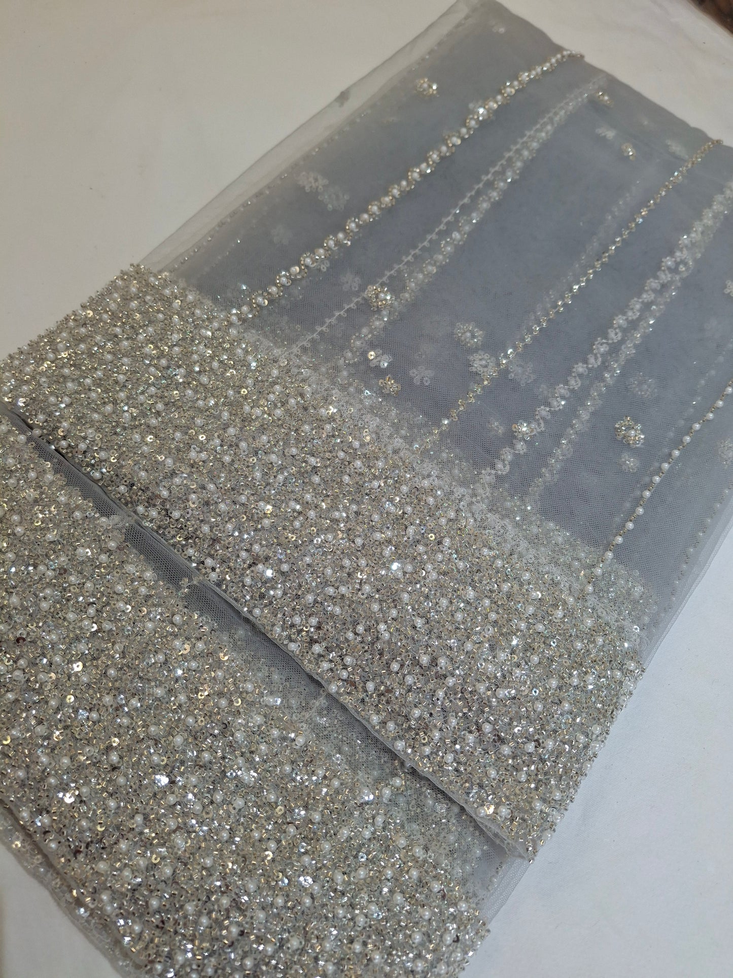 Cut Dana,Net Dupatta Heavy Embroidered Sequins (2.3 meters)